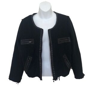 Bycorpus Black Fray Faux Leather Zipper Jacket